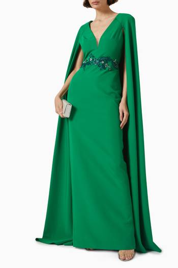 hover state of Embroidered Cape Gown