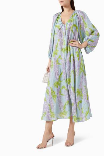 hover state of Floral-print Maxi Dress in Linen