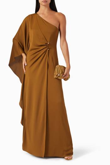 hover state of Tarra Draped Maxi Dress in Crepe