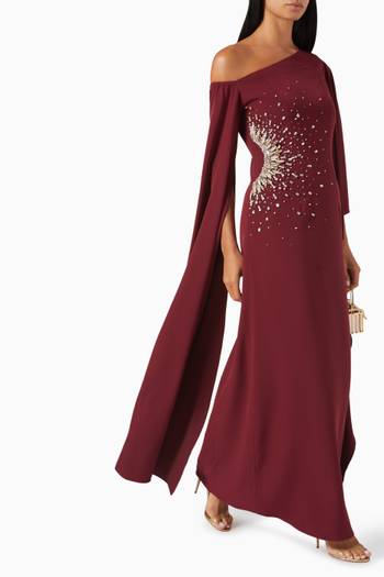 hover state of Fleur Pearl-embellished Maxi Dress in Crepe