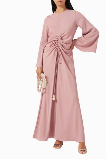 hover state of Yellina Drawstring Maxi Dress in Soft Suede