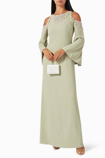 hover state of Telina Embellished Maxi Dress in Crepe