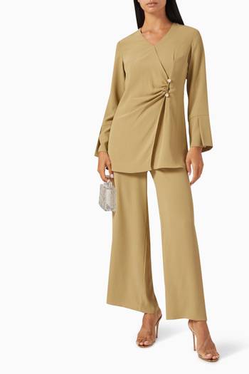 hover state of Elora Draped Top & Pants Set in Crepe