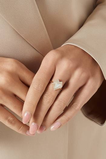 hover state of My Heart Outlined Diamond & Mother of Pearl Ring in 18kt Gold