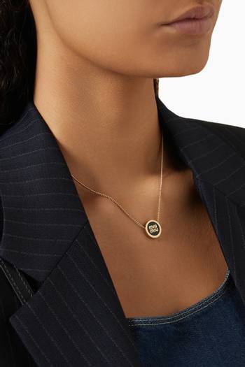 hover state of Logo-embellished Pendant Necklace in Gold-tone Metal