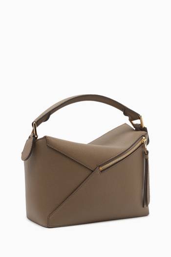 hover state of Small Puzzle Edge Bag in Grained Calfskin