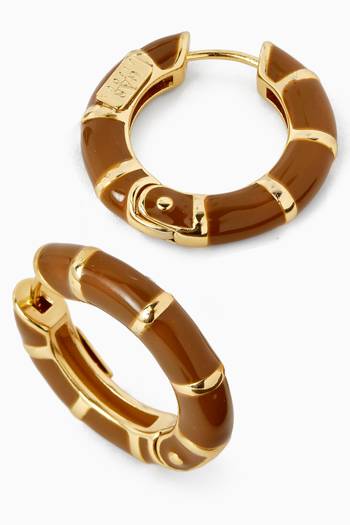 hover state of Bambou Hoop Earrings in Enamel & Gold-plated Metal
