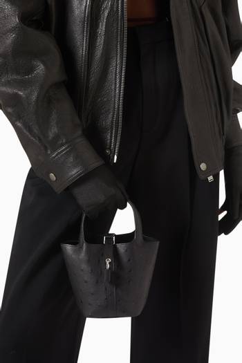 hover state of Unused Micro Picotin Bag in Ostrich Leather