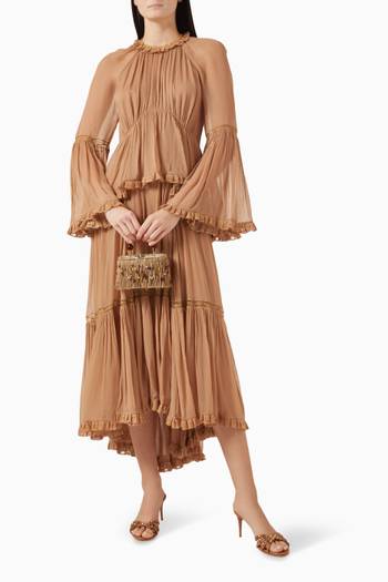 hover state of Hypnotic Peplum Flutter Dress in Viscose