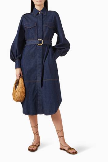 hover state of Cargo Midi Dress in Denim