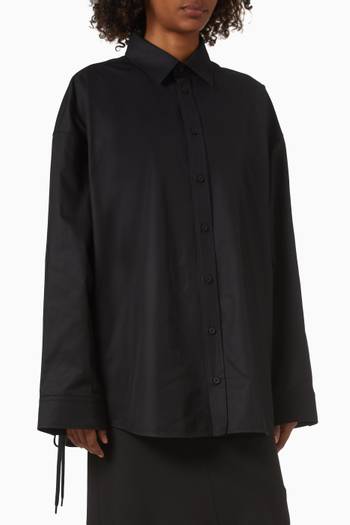 Lace-up Shirt in Cotton Gabardine