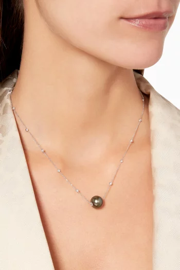 Pearl & Diamond White Gold Necklace
