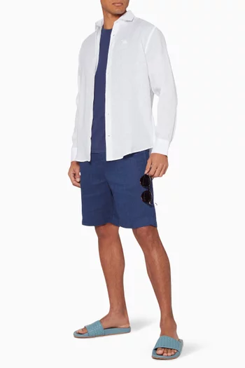 Navy Sport Linen Shorts