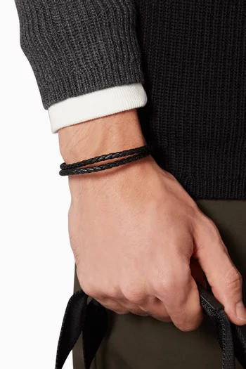 Elio 2-Line Woven Leather Bracelet 