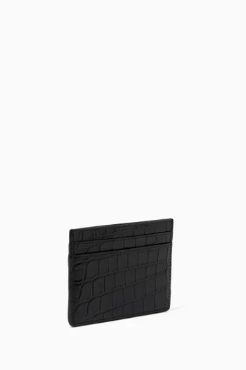 Card Case in Crocodile Embossed Leather    