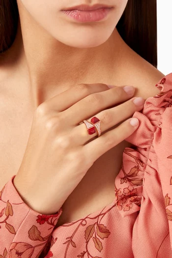 Cleo Diamond Statement Ring with Red Coral in 18kt Rose Gold        