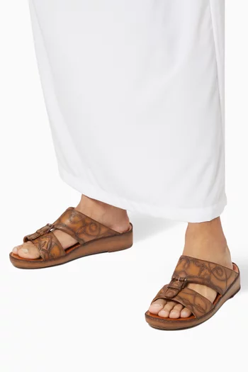 Cinghia Sandals in Equestra-Embossed Softcalf   