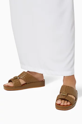 Inclinato Quadratura Treece Sandals in Softcalf   