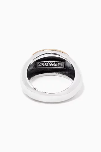 Diamond Chevalier Ring in 18kt Gold & Sterling Silver  