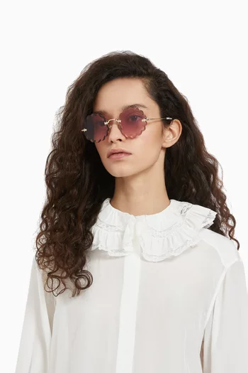 Rosie Petite Round Sunglasses in Metal 