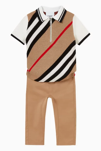Polo Shirt in Icon Stripe Wool Blend   