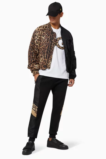 Colourblock Jacket in Leopard Cotton & Nylon  