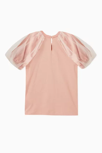 Ruffle Sleeves T-shirt in Cotton Jersey 