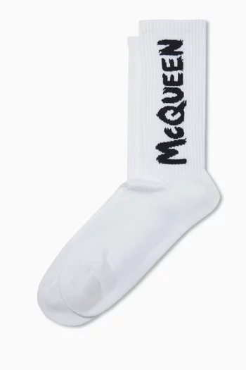 McQueen Graffiti Socks in Cotton Blend
