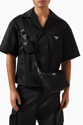 Shoulder Bag in Re-Nylon & Saffiano Leather