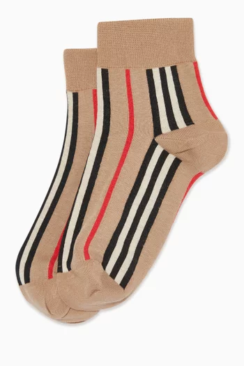 Icon Stripe Short Socks in Stretch Cotton     