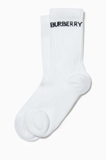 Logo Intarsia Socks in  Technical Stretch Cotton 