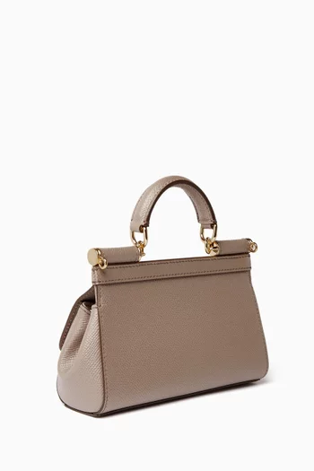 Small Sicily Long Top Handle Bag in Dauphine Leather