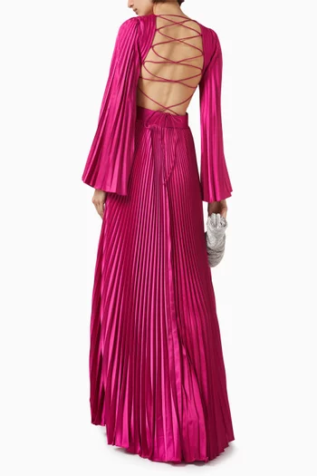 Pleated Maxi Dress in Charmeuse