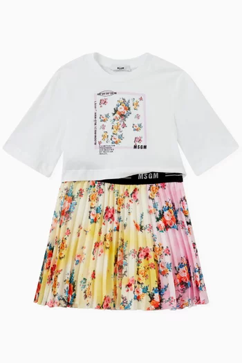 Floral Logo Print T-shirt in Cotton
