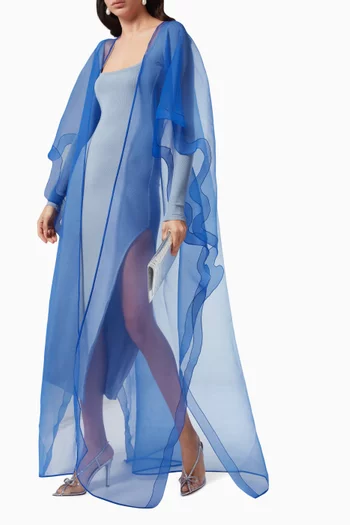Single Layer Abaya in Crinkled Organza  
