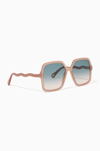 Oversized Square Sunglasses in Acetate   