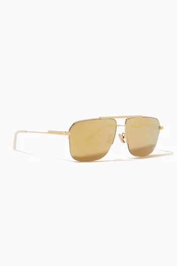 Square Aviator Frame Sunglasses in Metal 