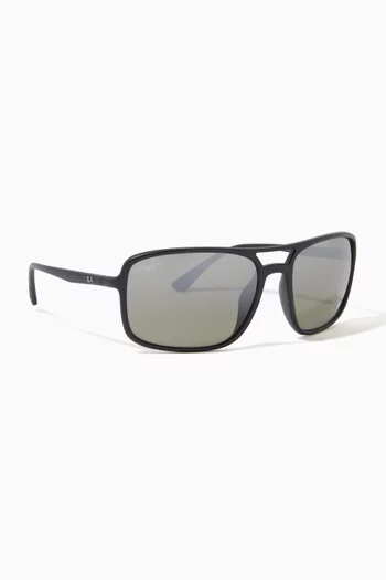 RB4375 Chromance Rectangular Sunglasses in Nylon Fibre 