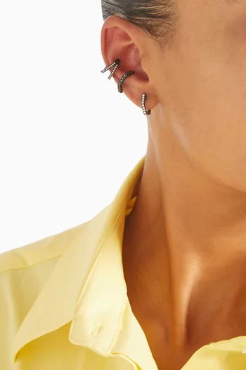 Hexagon Diamond Single Ear Cuff in 18kt Black Gold 