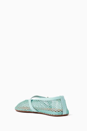 Fishnet Ballet Flats in Mesh & Patent Leather