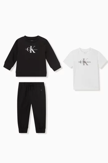 Logo T-shirt & Tracksuit Set in Stretchy Cotton