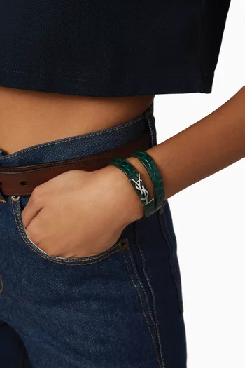 Opyum Double-wrap Bracelet in Croc-embossed Leather