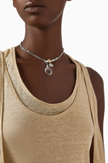Eternity Garnet Necklace in 18kt Yellow Gold & Sterling Silver