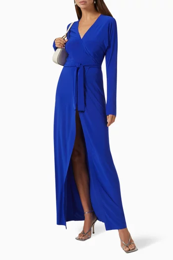 فستان دولمان طويل بتصميم ملفوف ليكرا
