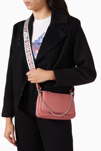 Logo Chain-embellished Shoulder Bag in Leather