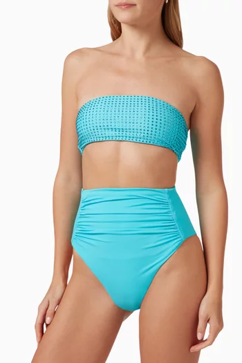 Rhinestone-embellished Bandeau Bikini Top in Stretch-nylon