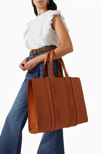 Large Woody Tote Bag in Smooth Calfskin