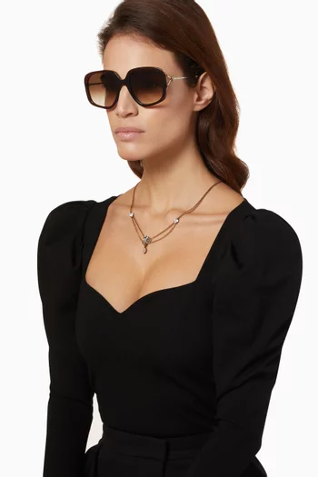 Oversized Square Sunglasses in Acetate & Metal