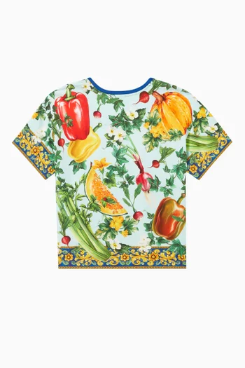 Farmer-print T-shirt in Cotton