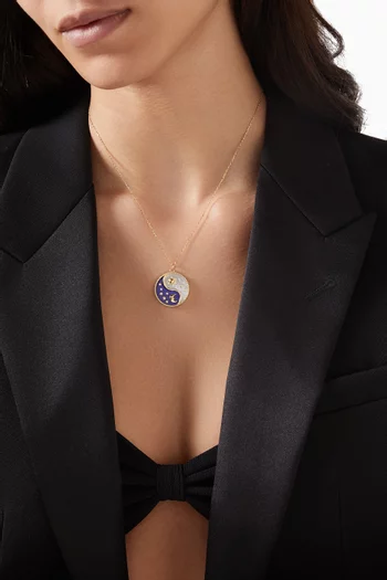 Mini Sang Diamond, Lapis Lazuli & Mother of Pearl Necklace in 18kt Gold